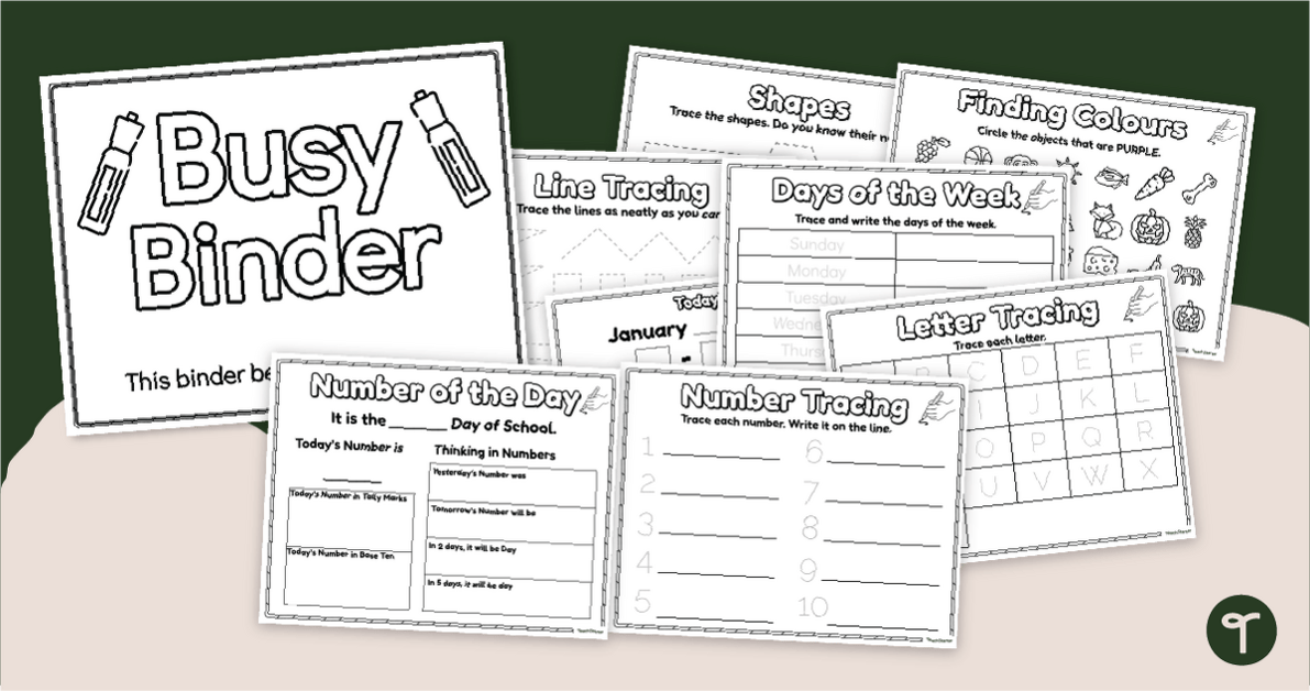 Busy Binder - Morning Work Pages for Kindergarten teaching resource