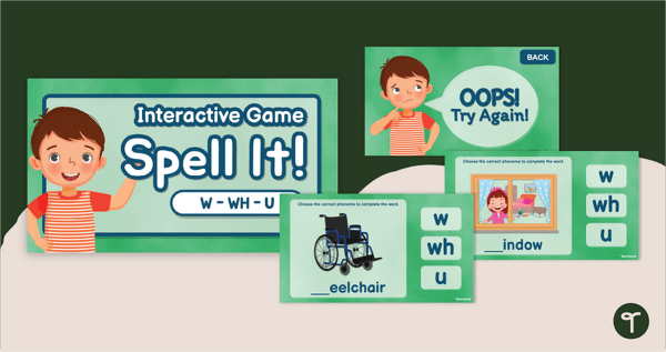 Go to W, WH, or U? Phoneme Interactive Game teaching resource