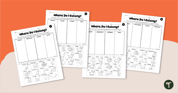 Go to Animals and Their Habitats - Cut and Paste Worksheets teaching resource