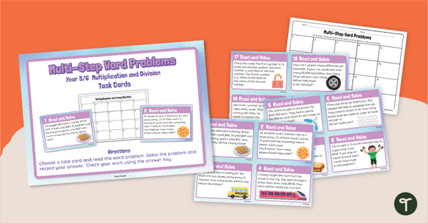 Go to Multi-Step Word Problem Cards (Division and Multiplication) - Upper Primary teaching resource