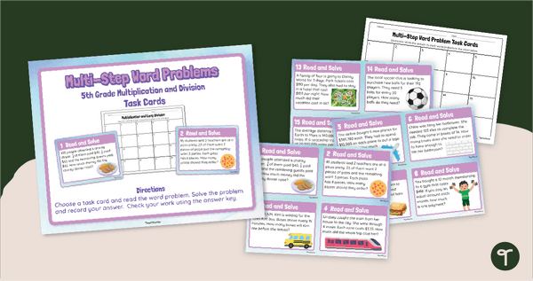 Go to Math Word Problem Task Cards - Multiplication and Long Division teaching resource