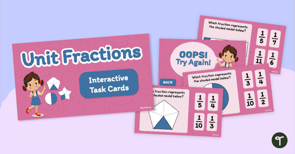 Go to Unit Fraction Interactive Task Cards teaching resource