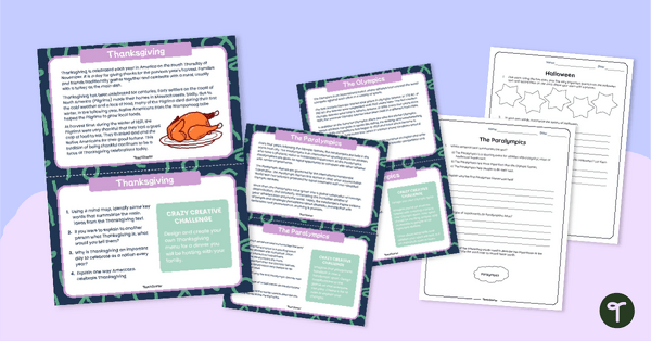 Go to Comprehension Task Cards Summarizing teaching resource