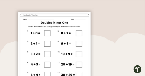 Preview image for Doubles Minus One - Worksheet - teaching resource