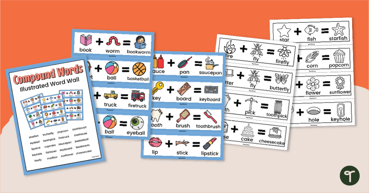 Compound Words With Pictures - Word Wall teaching resource