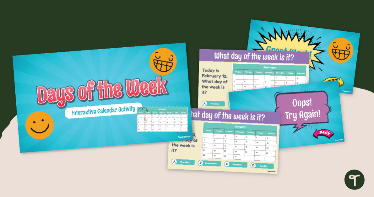 Interactive Days of the Week Math Game teaching resource