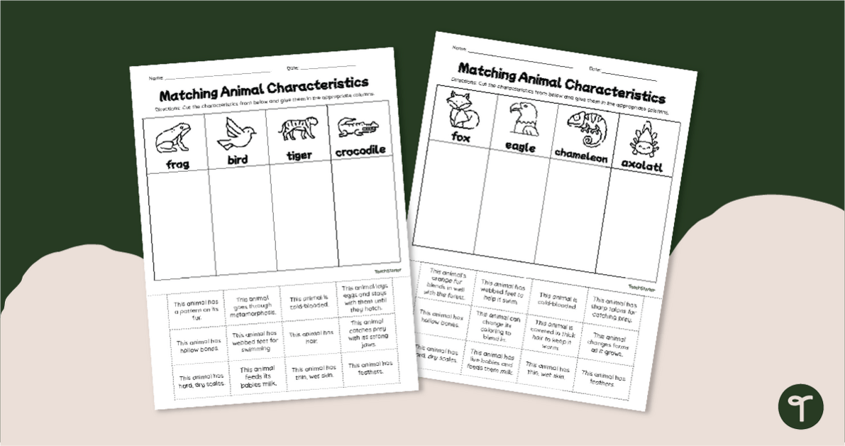 Characteristics of Living Things - Science Worksheets teaching resource