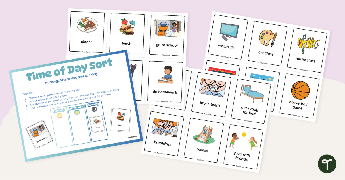 Time Sort - Morning, Afternoon & Evening Activity teaching resource