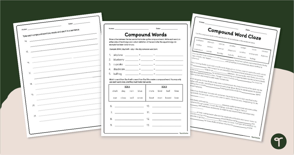 Compound Words - Worksheet Pack teaching resource