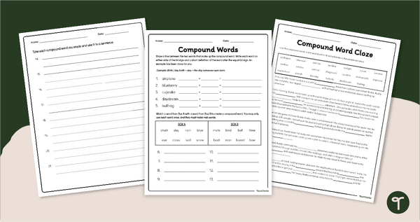 Go to Compound Words - Worksheet Pack teaching resource