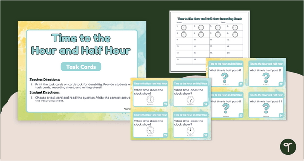 Go to Telling Time Task Cards - Hour & Half-Hour teaching resource
