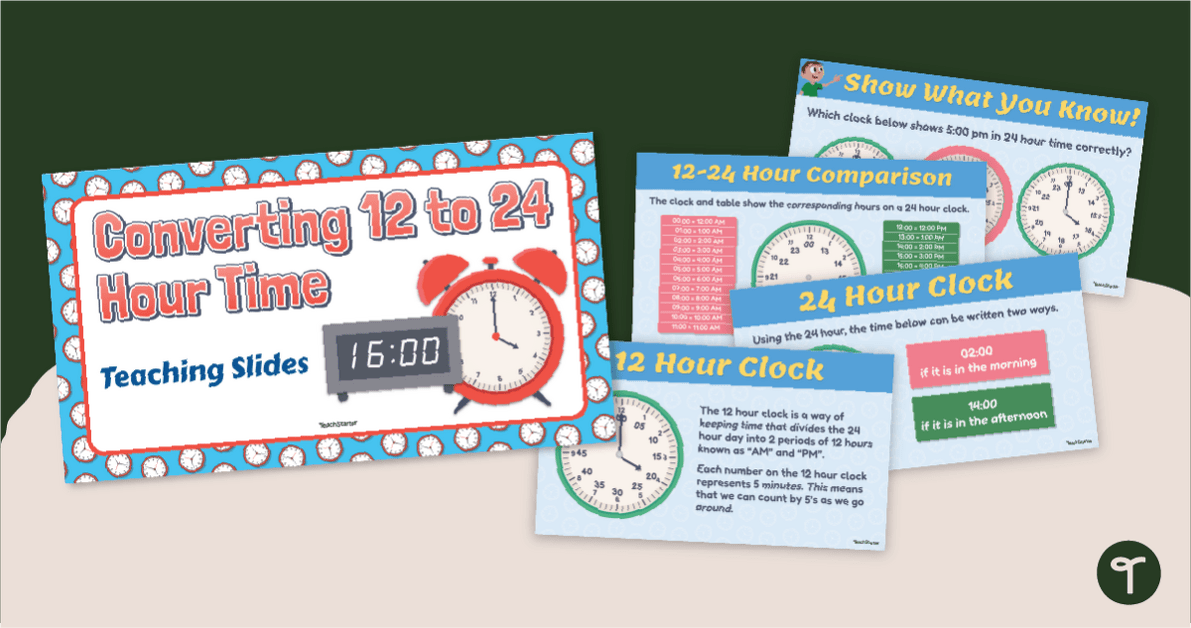 Converting 12 to 24 Hour Time Teaching Slides teaching resource