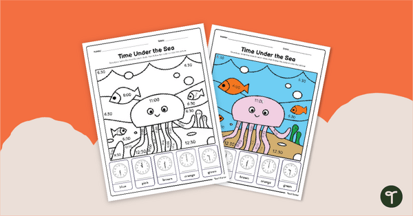 Image of Telling Time - 1st Grade Math Coloring Sheet
