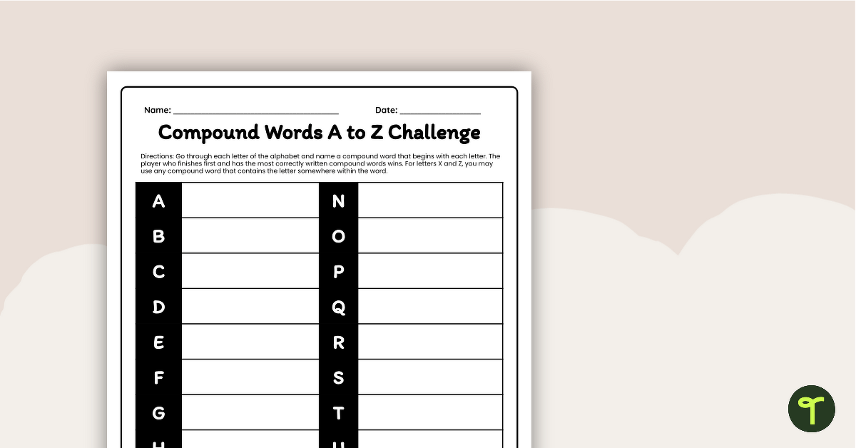 Compound Words A to Z Challenge teaching resource