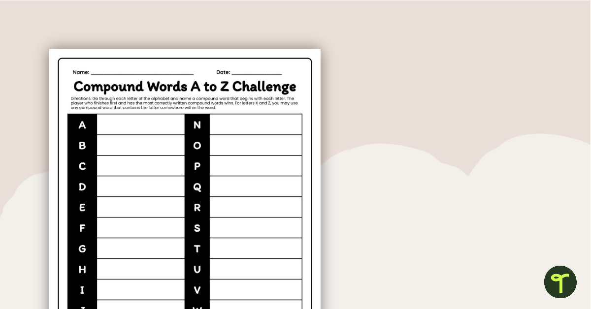 Compound Words A to Z Challenge teaching resource