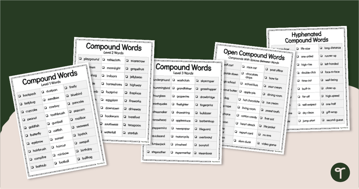 Compound Word List Resource Pack teaching resource