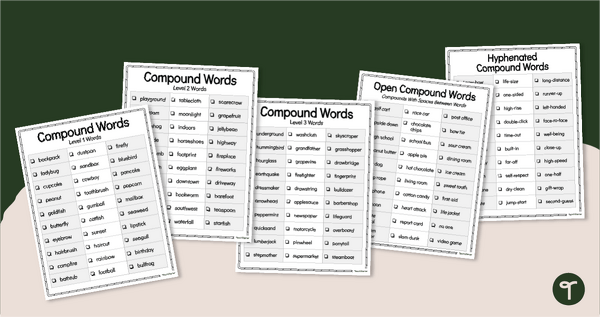 Image of Compound Word List Resource Pack
