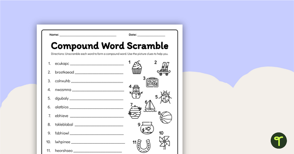 Go to Word Scramble - Compound Words Activity teaching resource