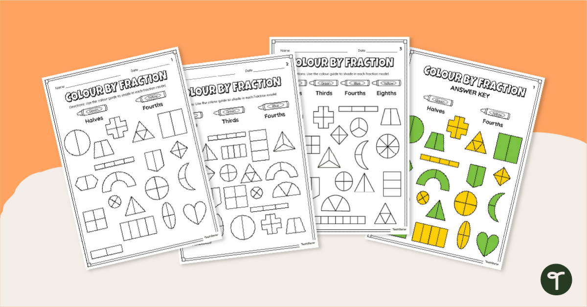 Colour by Fraction Worksheet Pack teaching resource