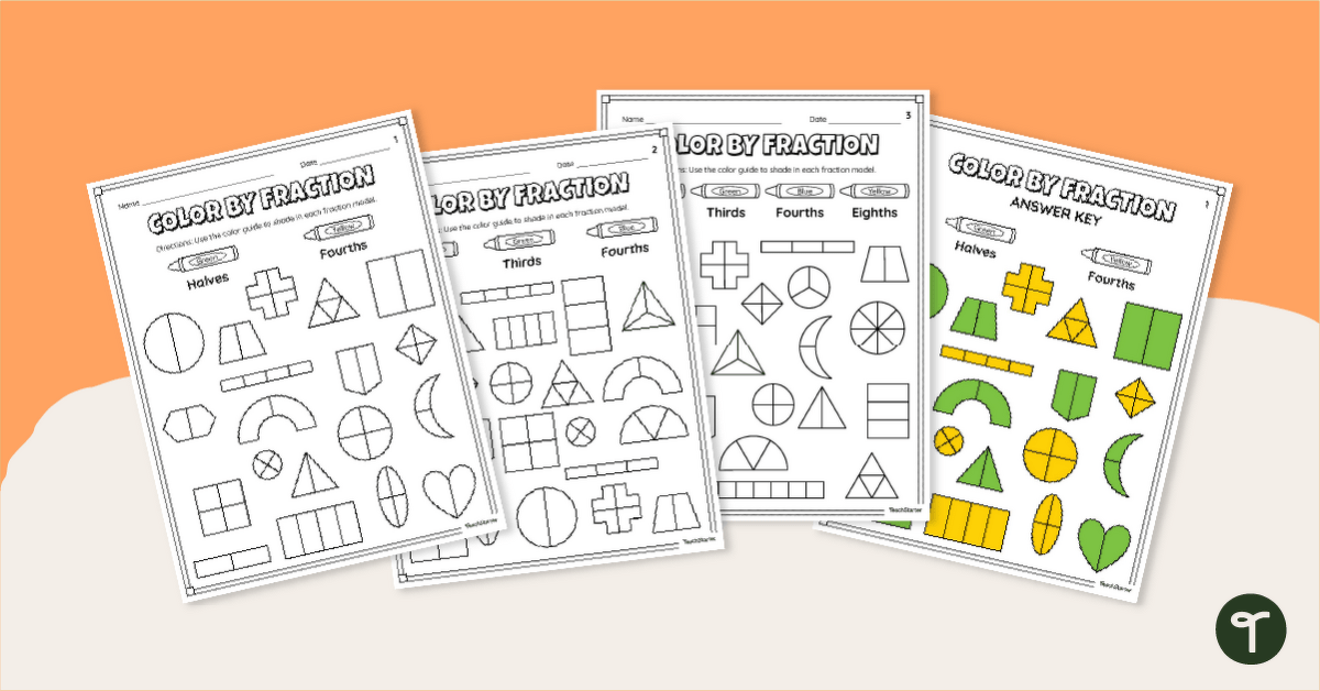 Color by Fraction Worksheet Pack teaching resource