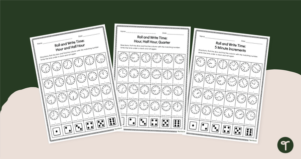 Go to Roll and Write - Telling Time Dice Game teaching resource