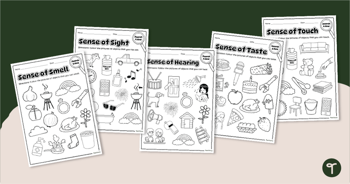 Five Senses Colouring Worksheets teaching resource