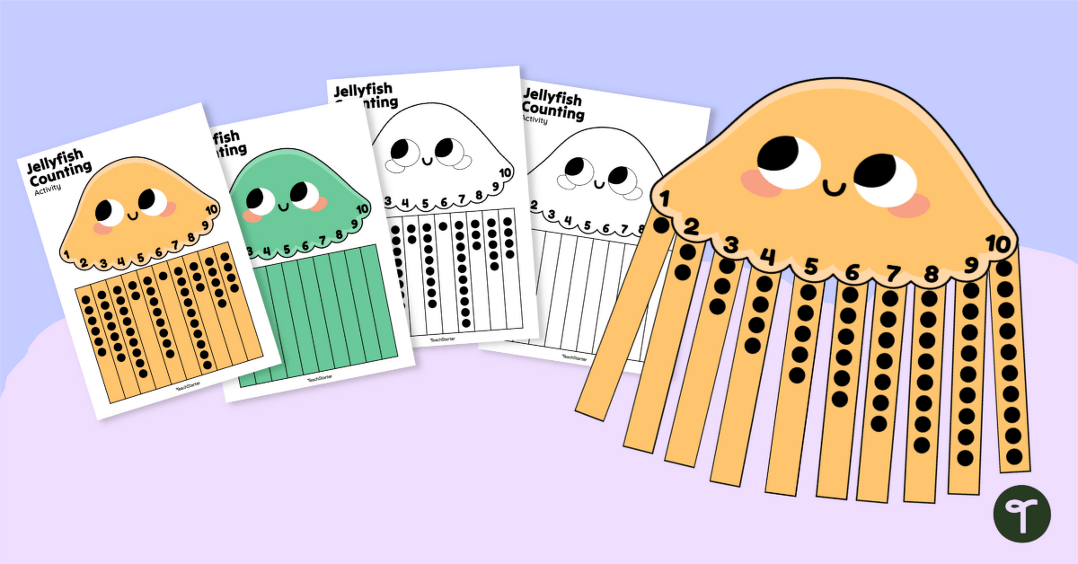 Jellyfish Count to 10 Match-Up Craft teaching resource
