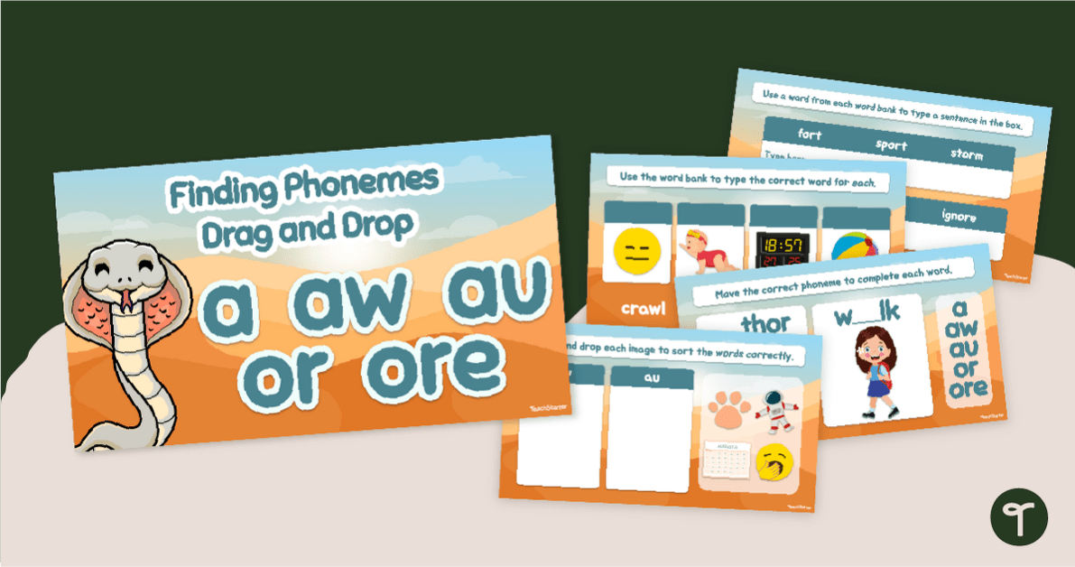 Finding Phonemes - A, AW, AU, OR, ORE Digital Learning Activity teaching resource