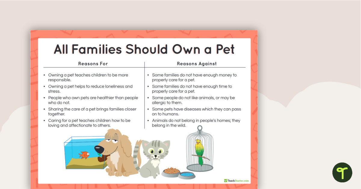 Persuasive Texts Writing Task - All Families Should Own a Pet teaching resource