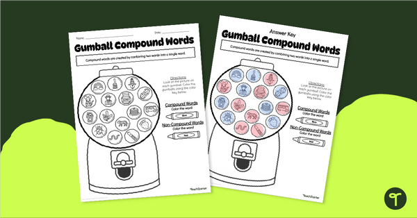 Image of Gumball Compound Words Worksheet
