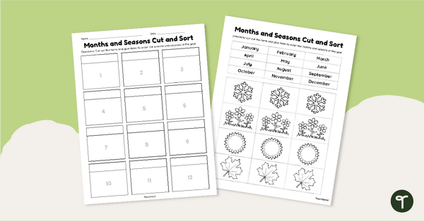 Go to Months and Seasons Worksheet - Matching Activity teaching resource