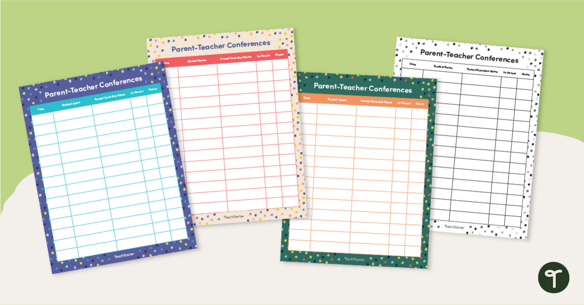 Parent Teacher Conference Sign In Sheet Templates teaching resource