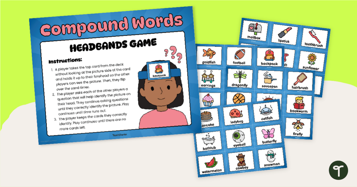 Compound Words Game - Headbands teaching resource