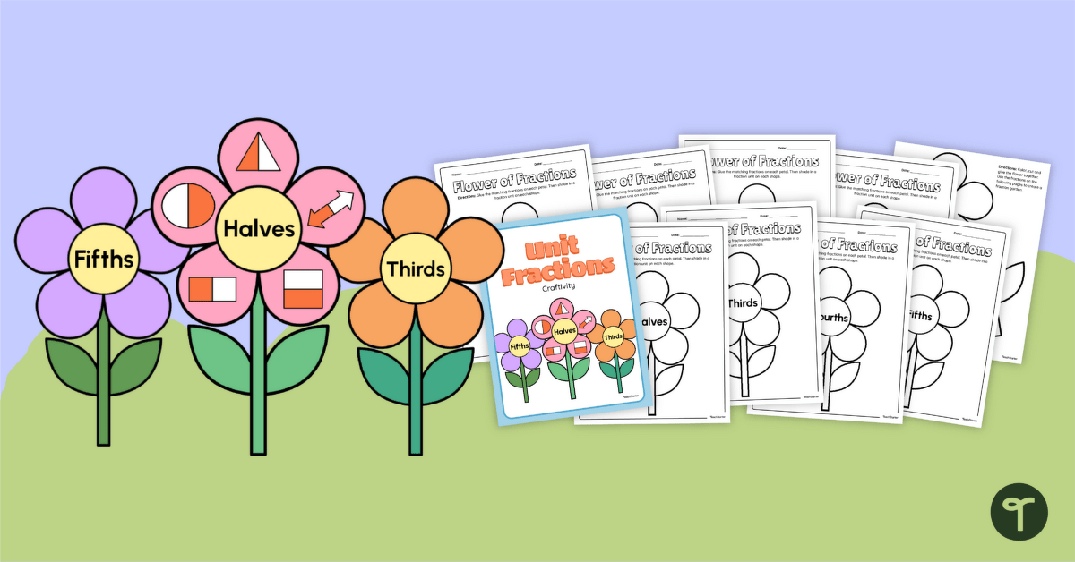 Unit Fraction Flowers Craft Activity teaching resource