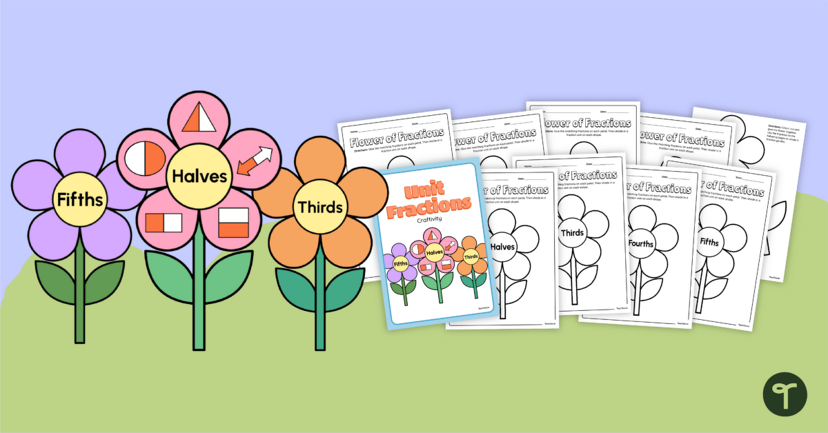 Unit Fraction Flowers Craft Activity teaching resource