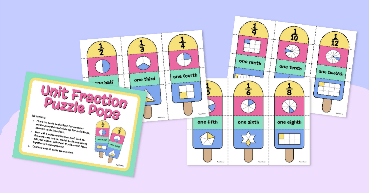 Unit Fraction Puzzle Pop Match teaching resource