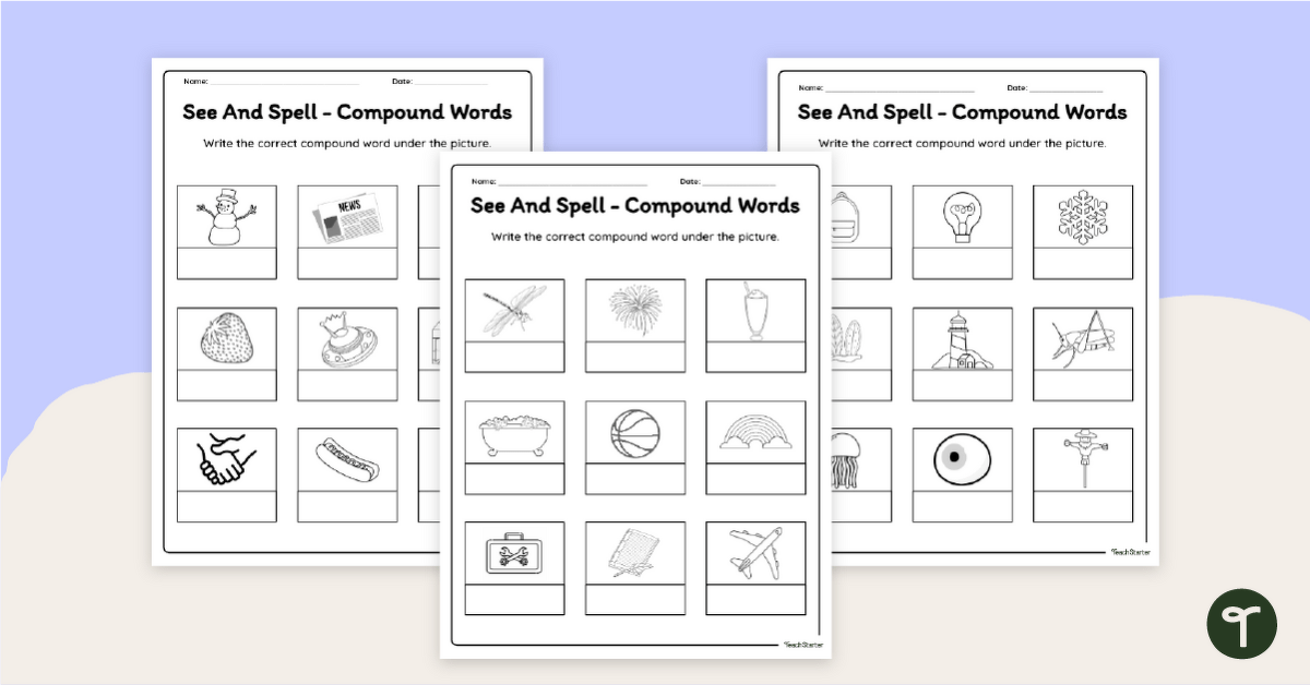 Spelling Compound Words Worksheets teaching resource