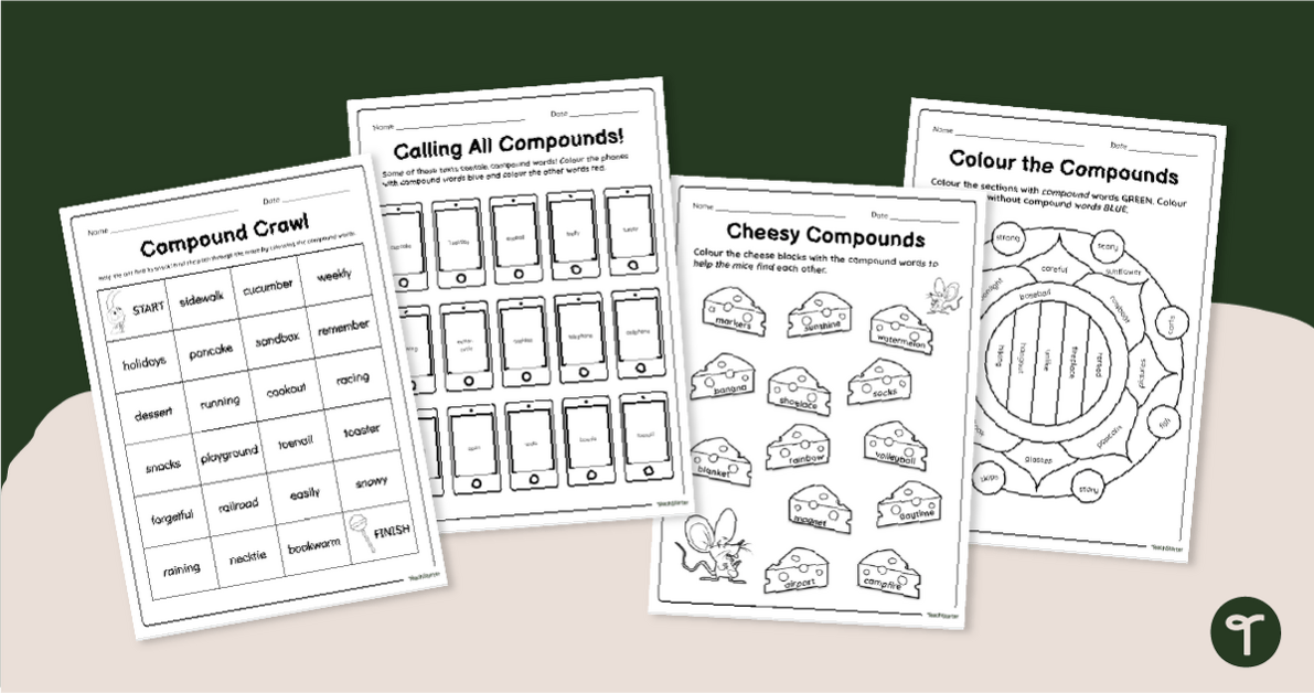 Compound Word Colouring Worksheets teaching resource