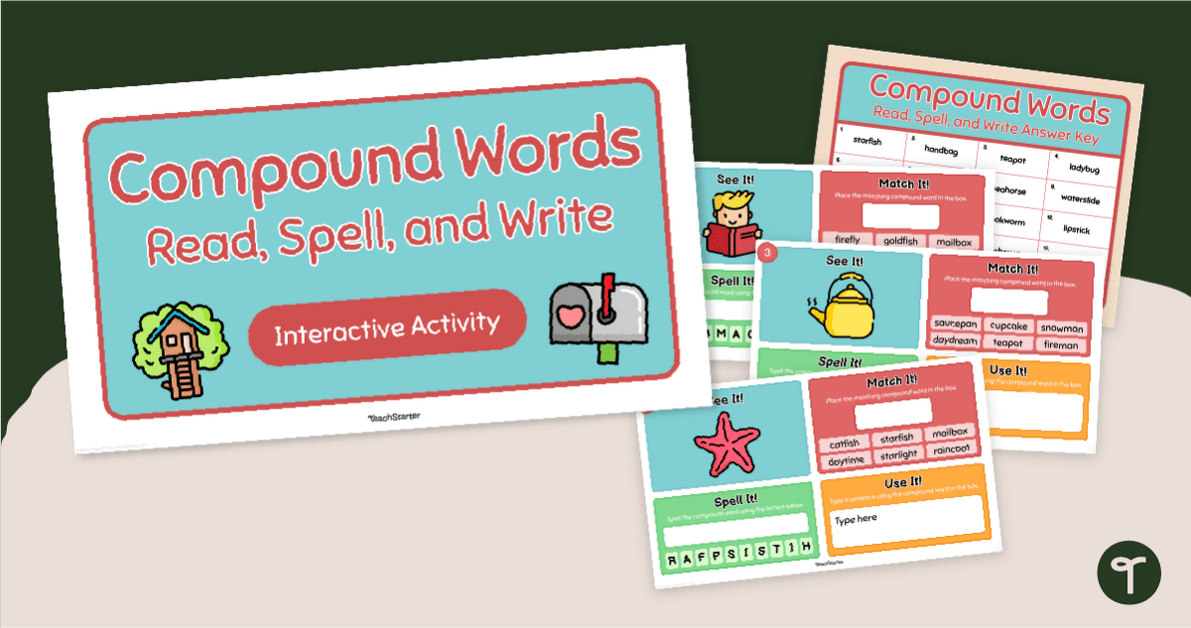 Compound Words - Read, Spell, & Write Interactive teaching resource