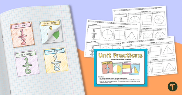 Image of Unit Fraction Interactive Notebook Template