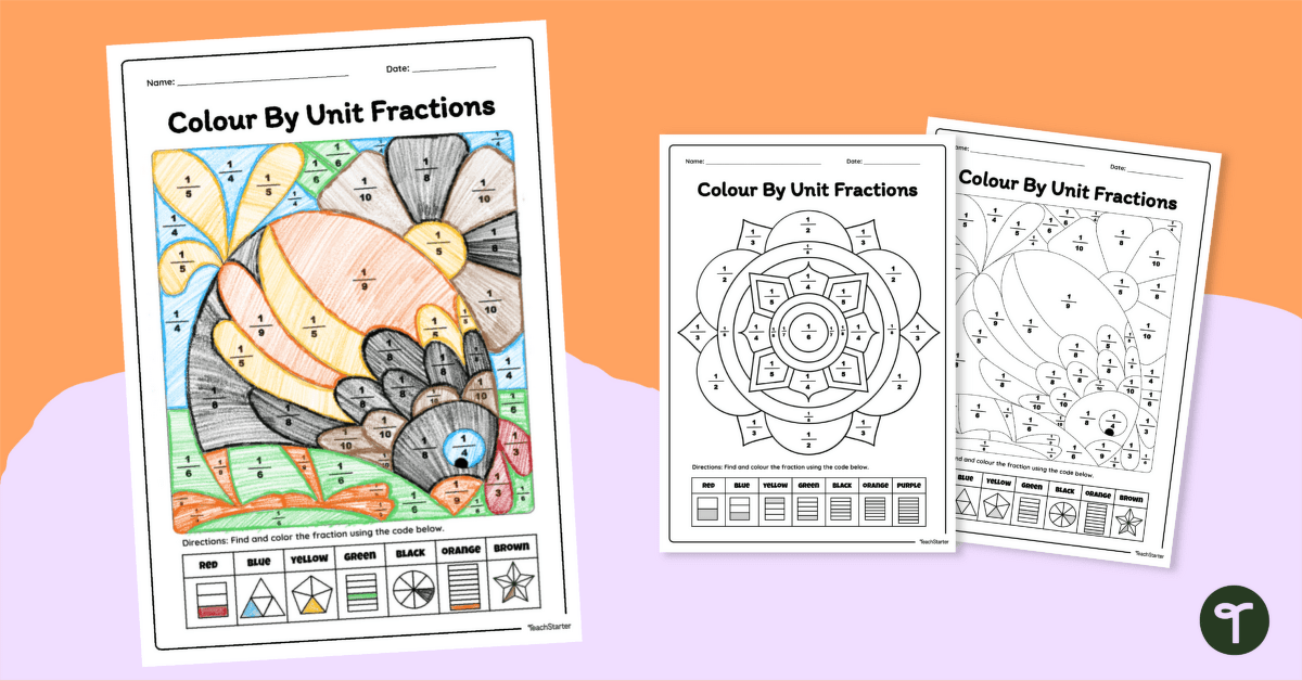 Unit Fraction Colouring Sheet teaching resource