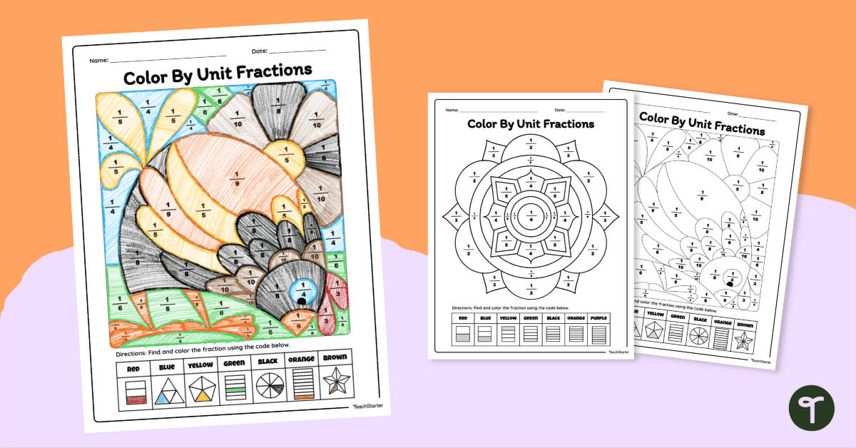 Unit Fraction Coloring Sheet teaching resource