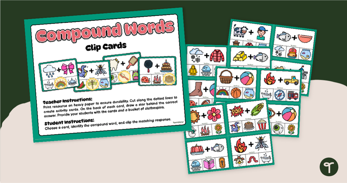 Mash Up Words - Compound Word Clip Cards teaching resource