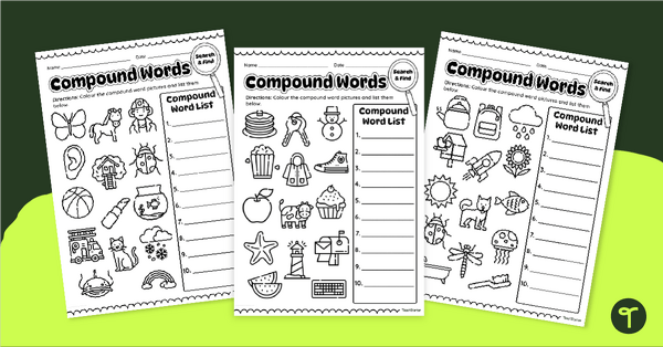 Go to Compound Word Search and Find Worksheets teaching resource