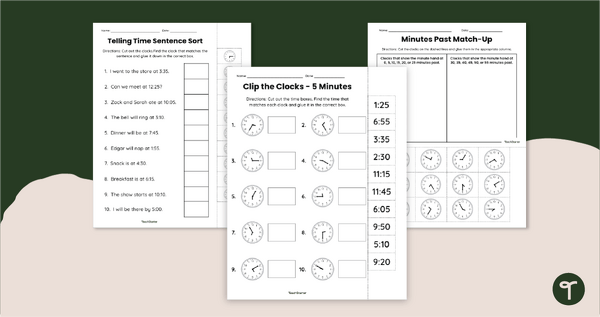 Go to Telling Time to 5 Minutes - Activity Sheets teaching resource