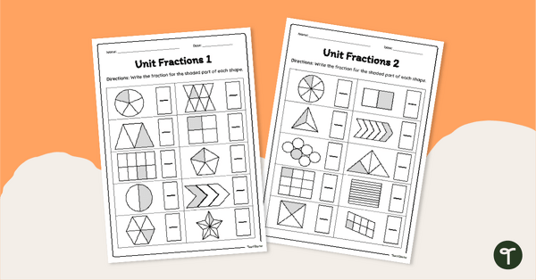 Image of Label the Unit Fraction Worksheets