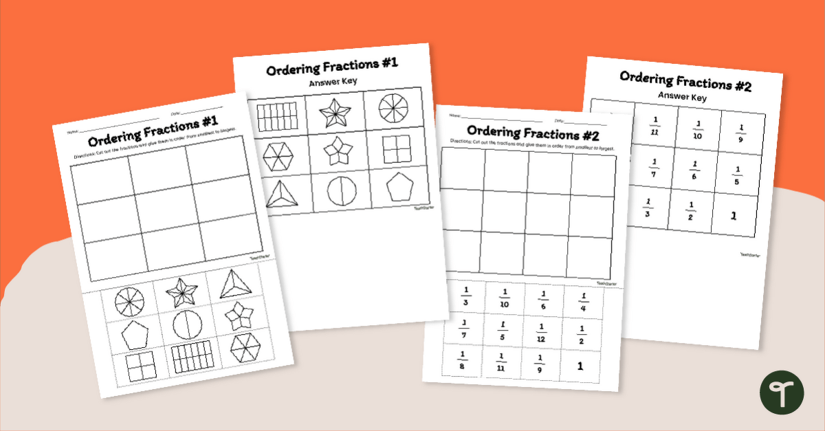 Ordering Unit Fractions Cut and Paste teaching resource