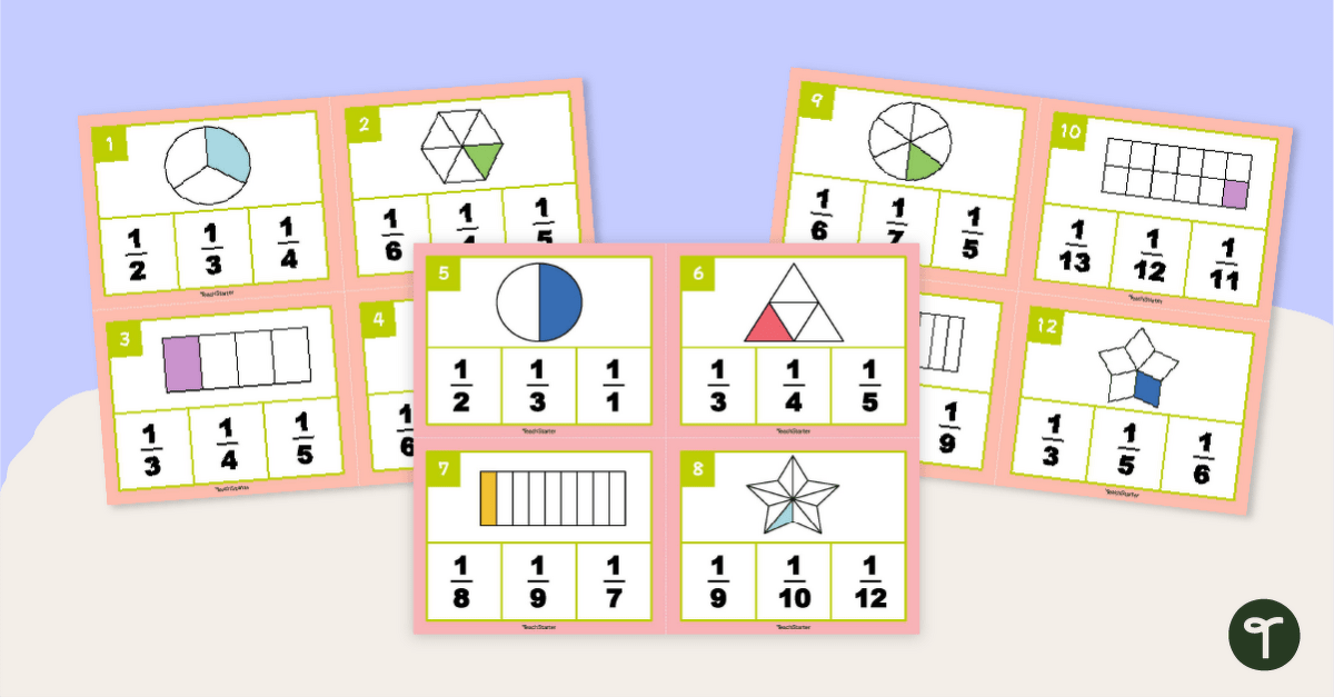 Unit Fractions Clip Cards teaching resource