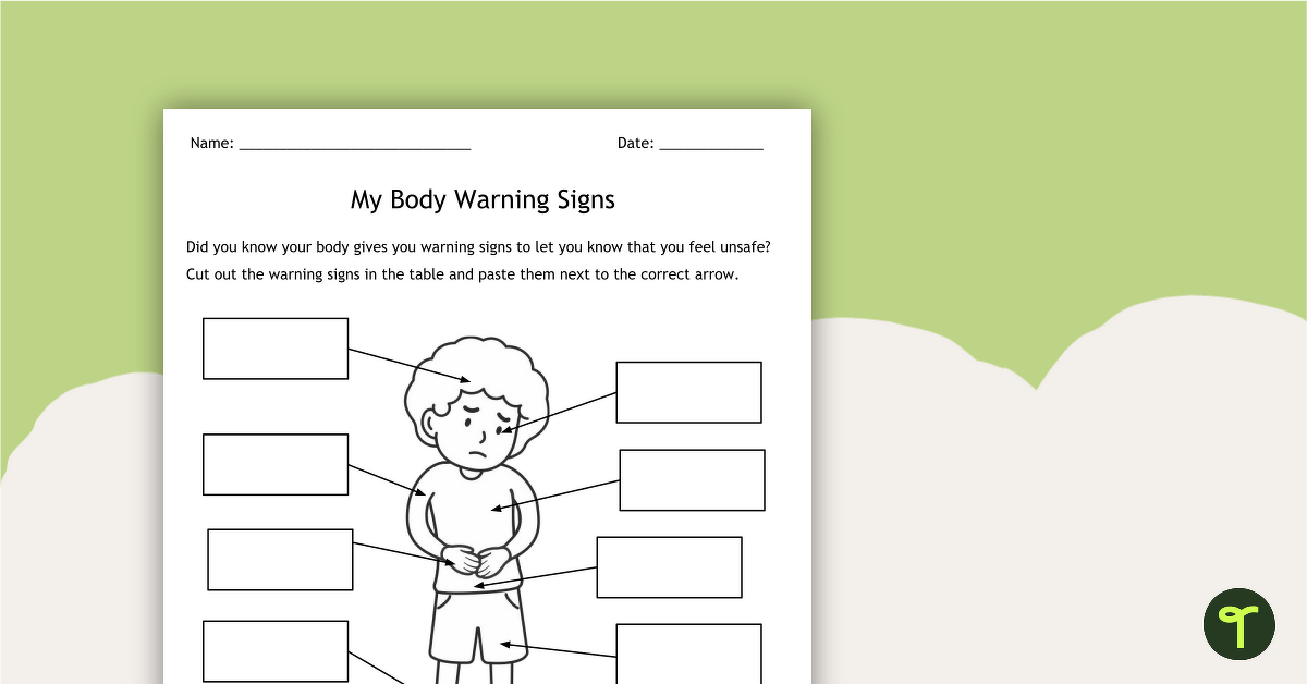 My Body Warning Signs - Worksheet teaching resource