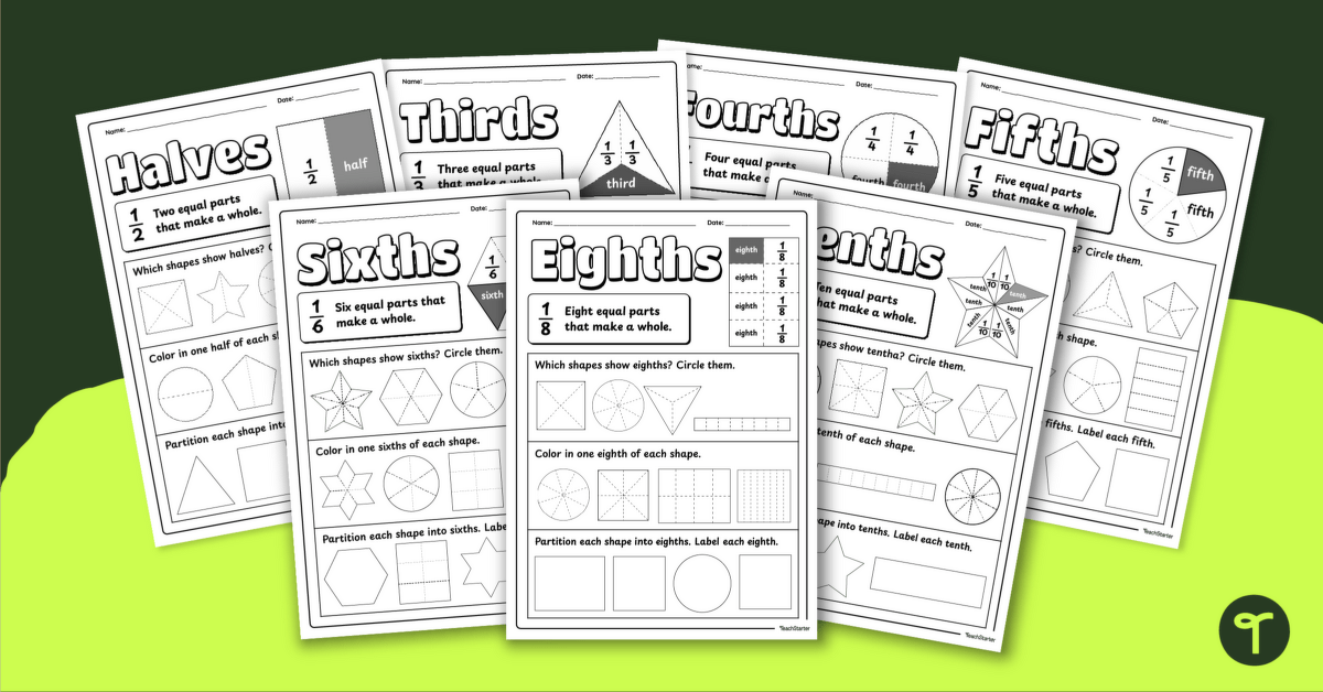 Introduction to Unit Fractions Worksheet Pack teaching resource